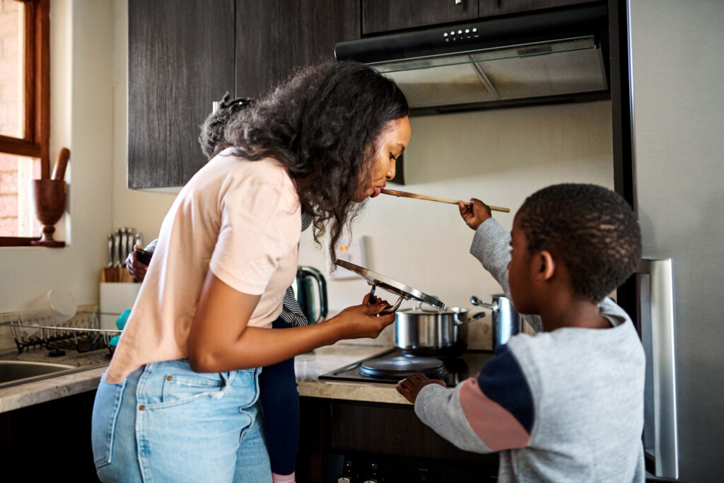 cooking in the kitchen