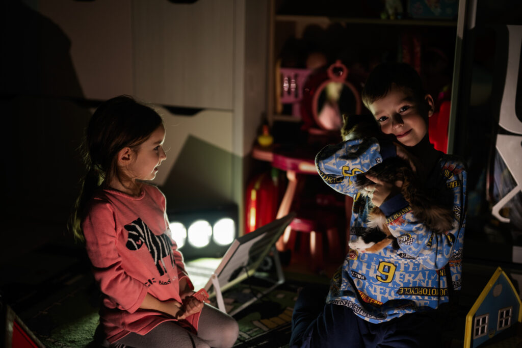kids playing at night