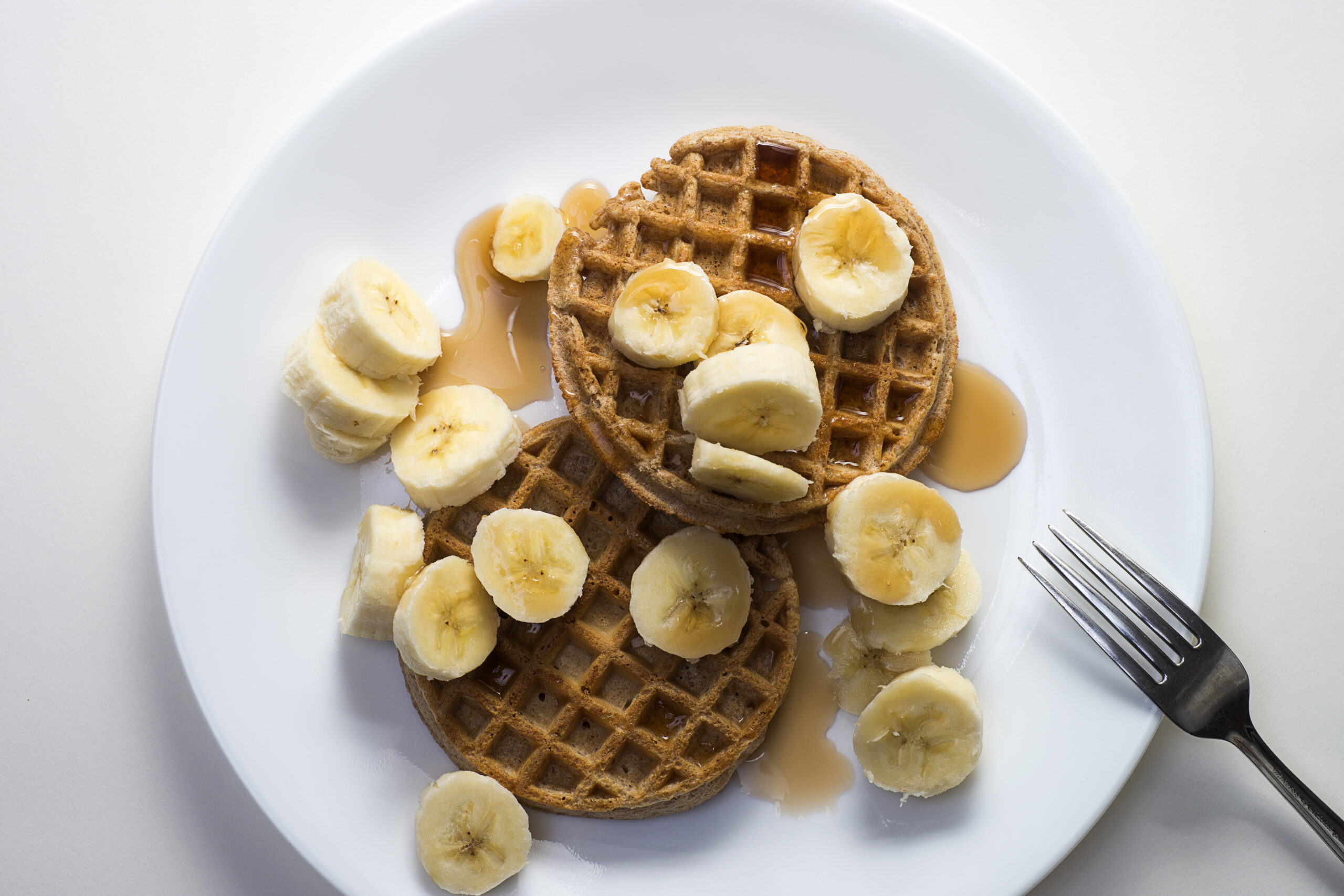 Waffles with Bananas and Syrup