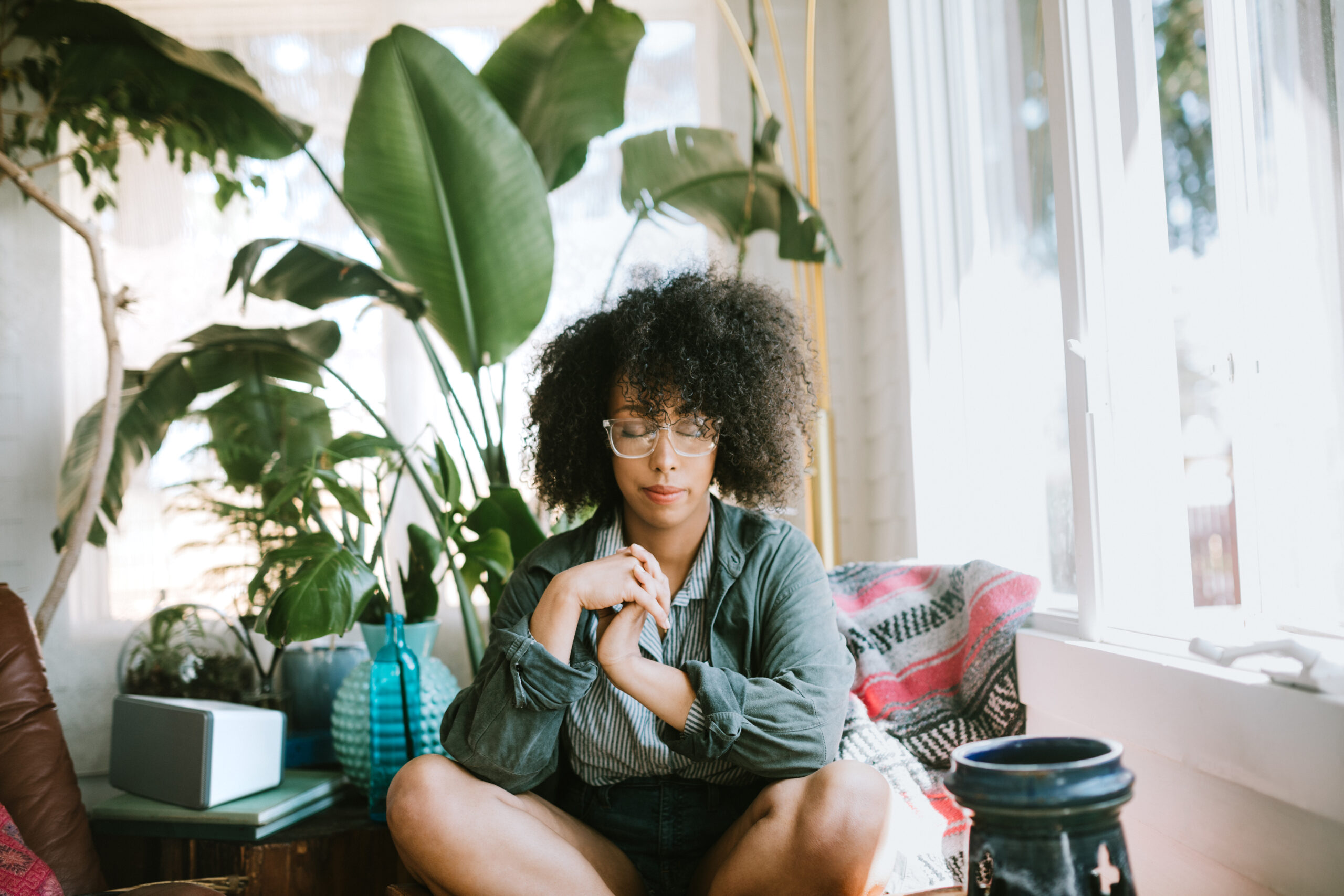woman meditating